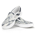 Dark Grey White Marble Print White Slip On Sneakers