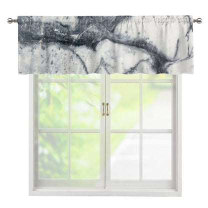 Dark Grey White Marble Print Window Valance