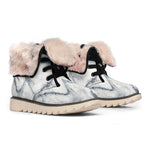 Dark Grey White Marble Print Winter Boots