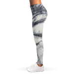 Dark Grey White Marble Print Women's Leggings