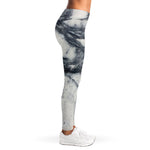 Dark Grey White Marble Print Women's Leggings