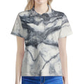 Dark Grey White Marble Print Women's Polo Shirt