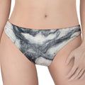 Dark Grey White Marble Print Women's Thong