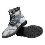 Dark Grey White Marble Print Work Boots