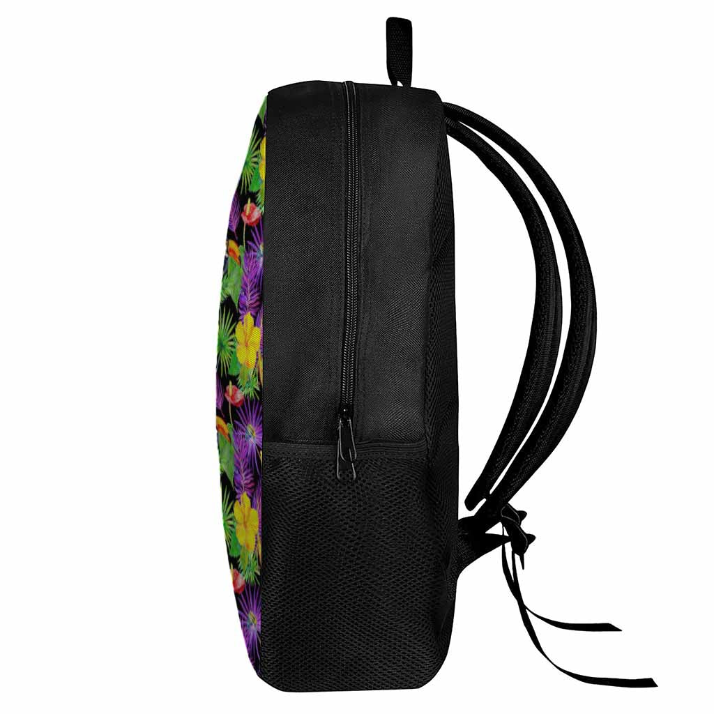 Dark Hawaiian Tropical Pattern Print 17 Inch Backpack