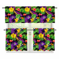 Dark Hawaiian Tropical Pattern Print 3 Piece Kitchen Curtains