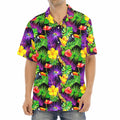 Dark Hawaiian Tropical Pattern Print Aloha Shirt