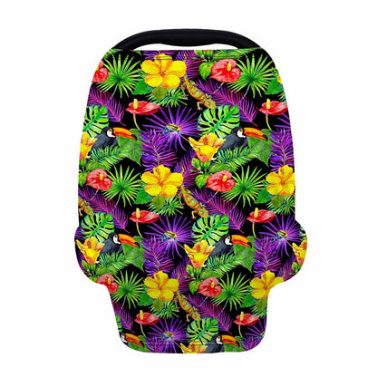 Dark Hawaiian Tropical Pattern Print Baby Seat Cover