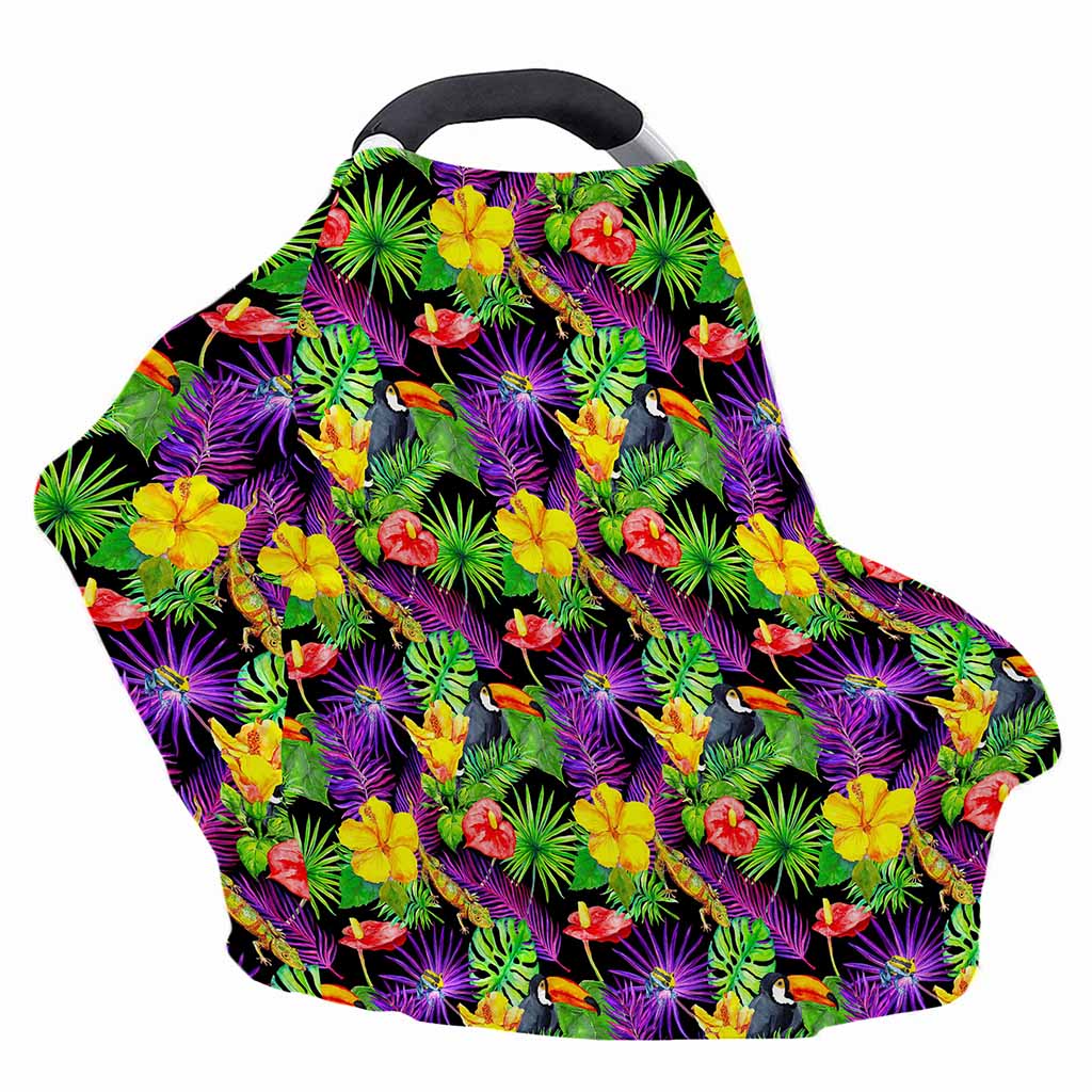 Dark Hawaiian Tropical Pattern Print Baby Seat Cover
