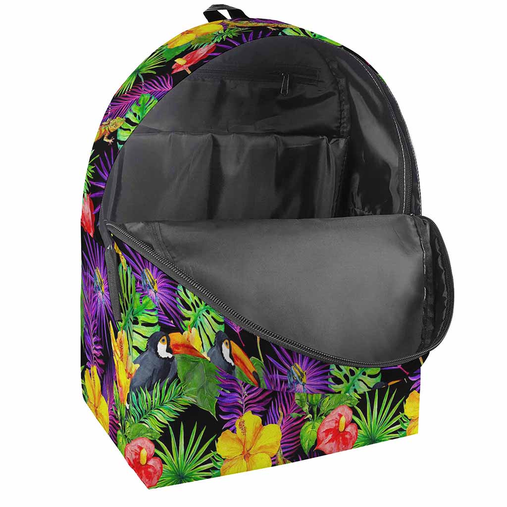 Dark Hawaiian Tropical Pattern Print Backpack