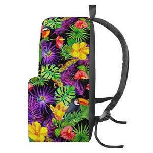 Dark Hawaiian Tropical Pattern Print Backpack