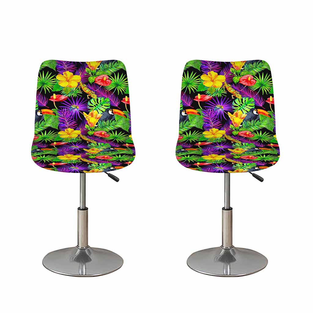 Dark Hawaiian Tropical Pattern Print Bar Stool Covers