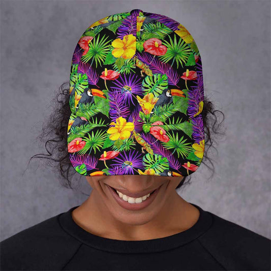 Dark Hawaiian Tropical Pattern Print Baseball Cap