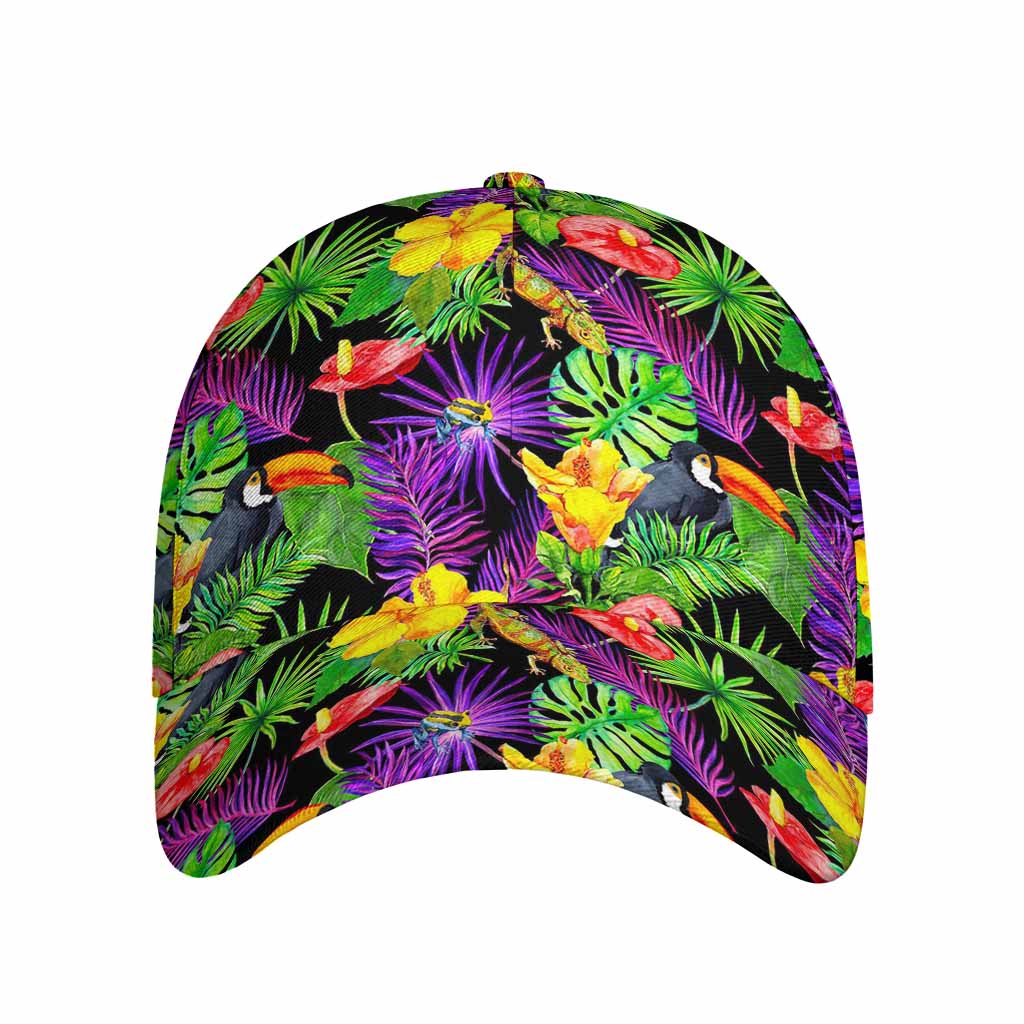 Dark Hawaiian Tropical Pattern Print Baseball Cap