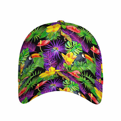 Dark Hawaiian Tropical Pattern Print Baseball Cap