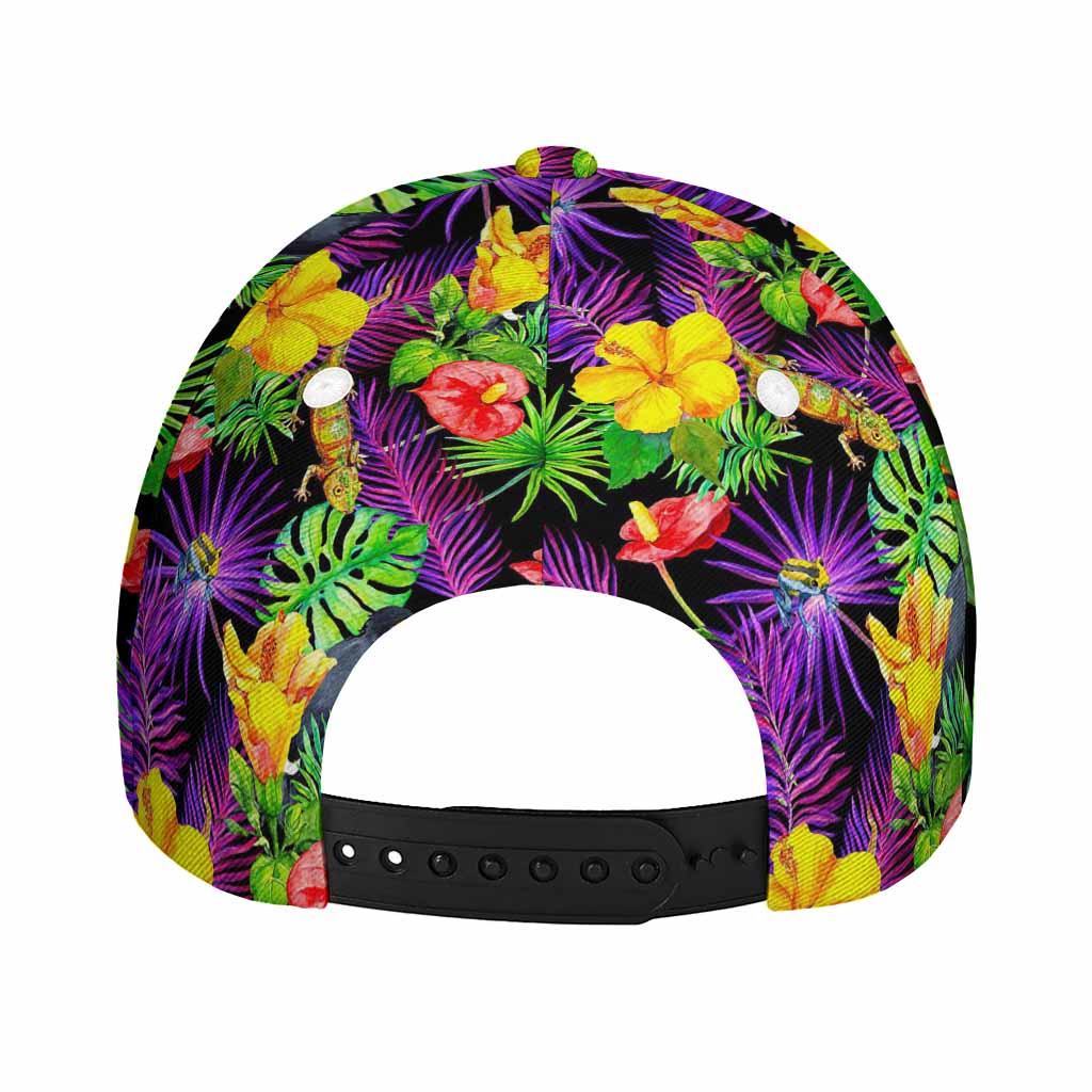 Dark Hawaiian Tropical Pattern Print Baseball Cap