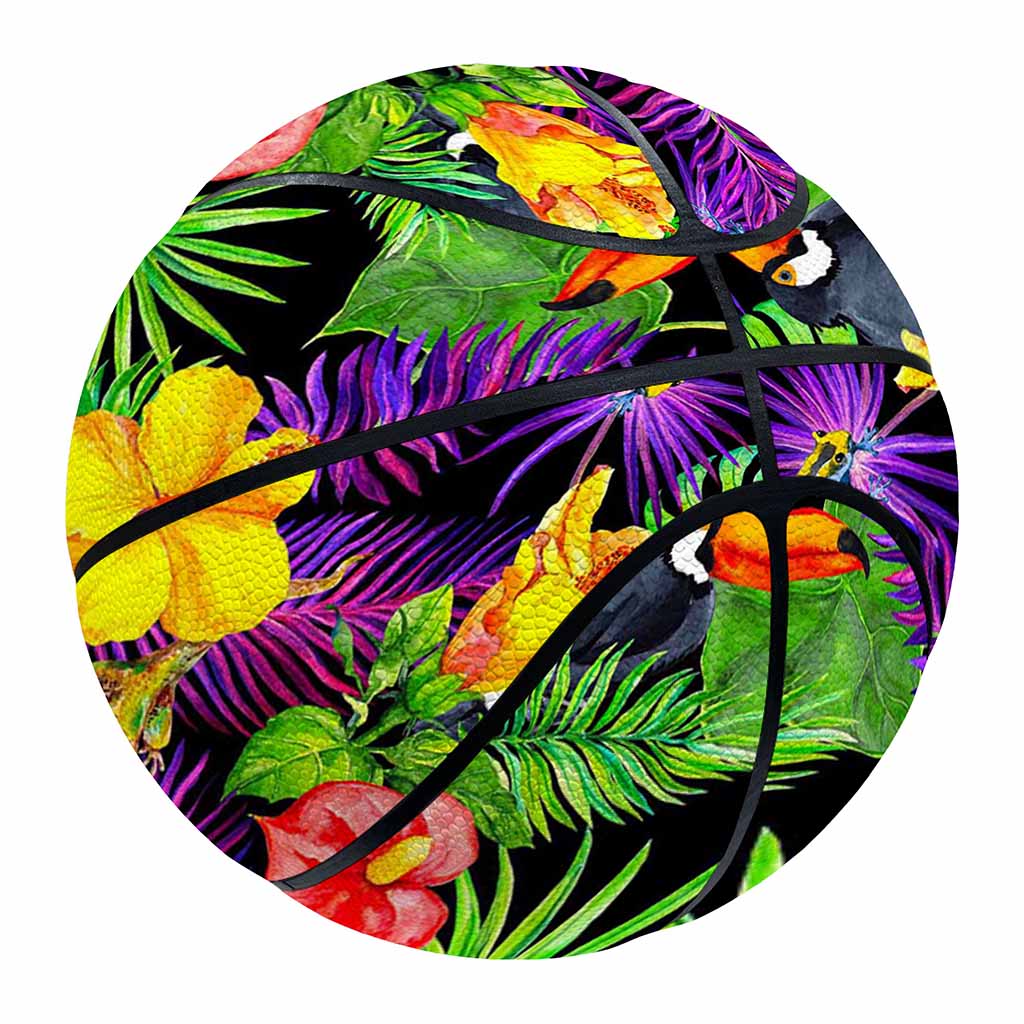 Dark Hawaiian Tropical Pattern Print Basketball