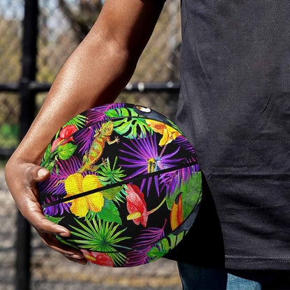 Dark Hawaiian Tropical Pattern Print Basketball