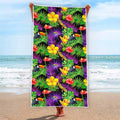 Dark Hawaiian Tropical Pattern Print Beach Towel