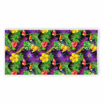 Dark Hawaiian Tropical Pattern Print Beach Towel