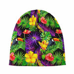 Dark Hawaiian Tropical Pattern Print Beanie