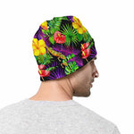 Dark Hawaiian Tropical Pattern Print Beanie