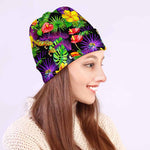 Dark Hawaiian Tropical Pattern Print Beanie