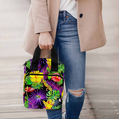 Dark Hawaiian Tropical Pattern Print Bible Tote Bag