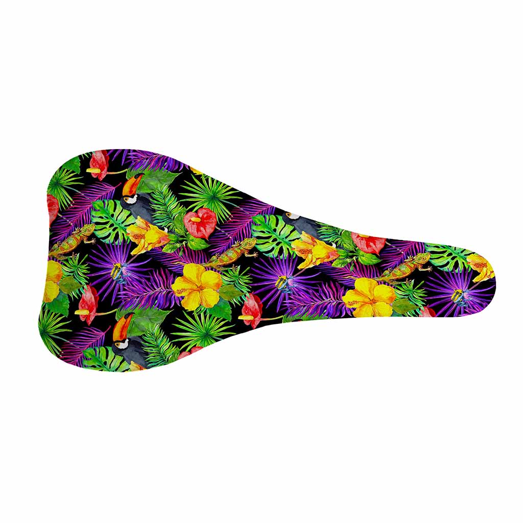 Dark Hawaiian Tropical Pattern Print Bicycle Seat Cover