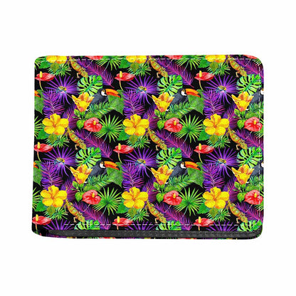 Dark Hawaiian Tropical Pattern Print Bifold Wallet