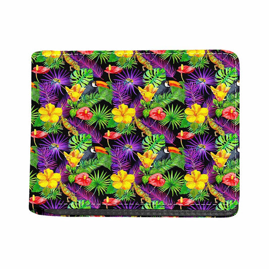 Dark Hawaiian Tropical Pattern Print Bifold Wallet
