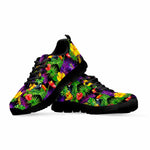 Dark Hawaiian Tropical Pattern Print Black Running Shoes