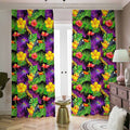 Dark Hawaiian Tropical Pattern Print Dimout Pencil Pleat Curtains