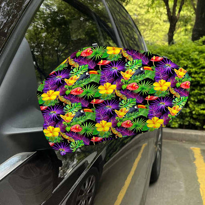 Dark Hawaiian Tropical Pattern Print Car Side Mirror Covers