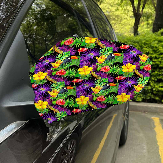 Dark Hawaiian Tropical Pattern Print Car Side Mirror Covers