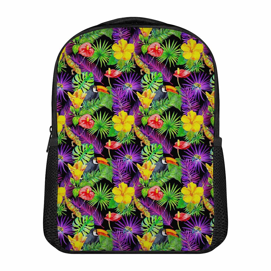 Dark Hawaiian Tropical Pattern Print Casual Backpack