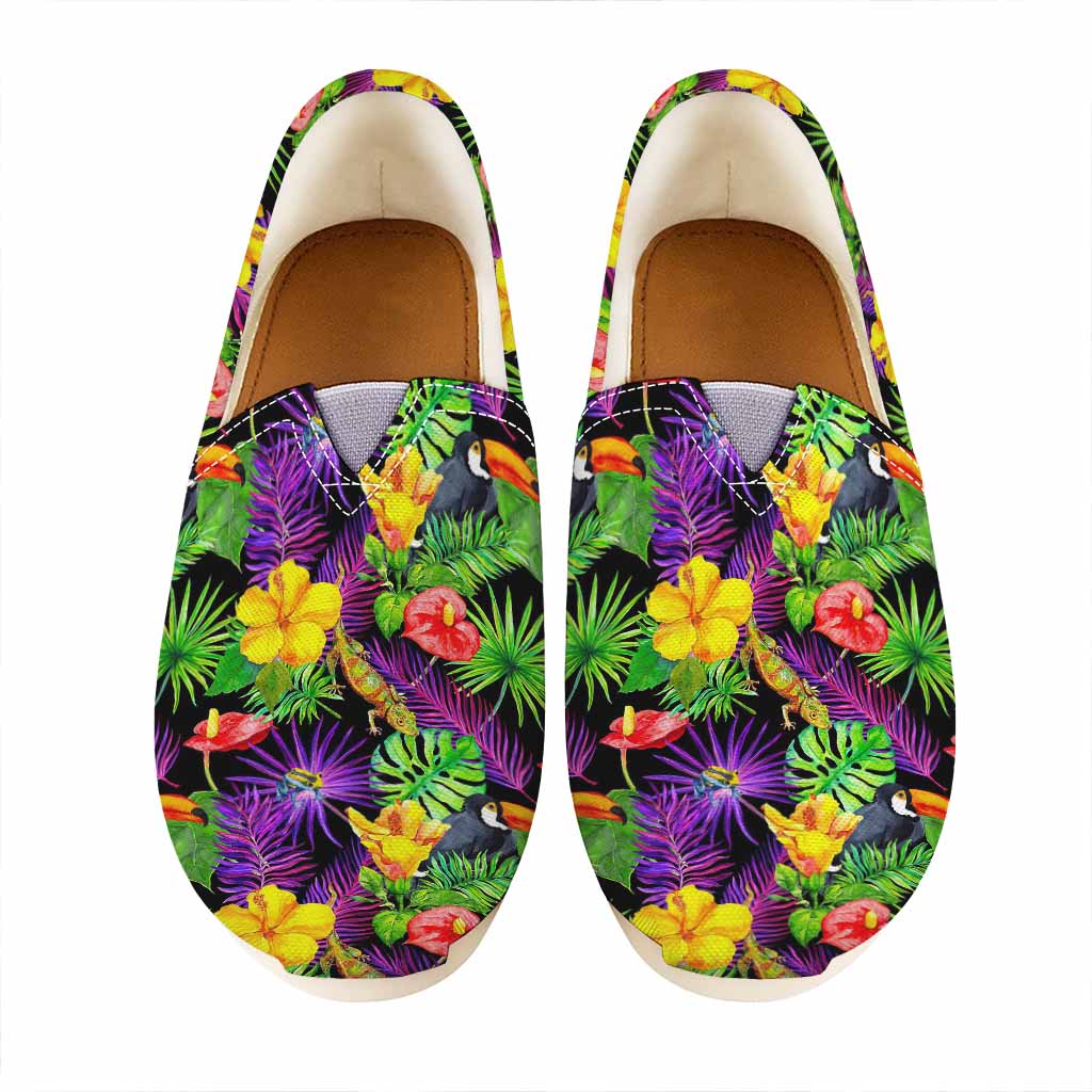 Dark Hawaiian Tropical Pattern Print Casual Shoes