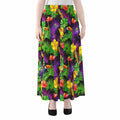 Dark Hawaiian Tropical Pattern Print Chiffon Maxi Skirt