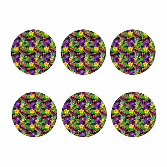 Dark Hawaiian Tropical Pattern Print Coaster Set