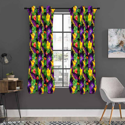 Dark Hawaiian Tropical Pattern Print Curtain
