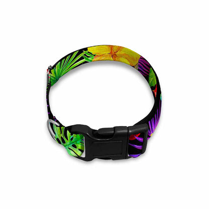 Dark Hawaiian Tropical Pattern Print Dog Collar