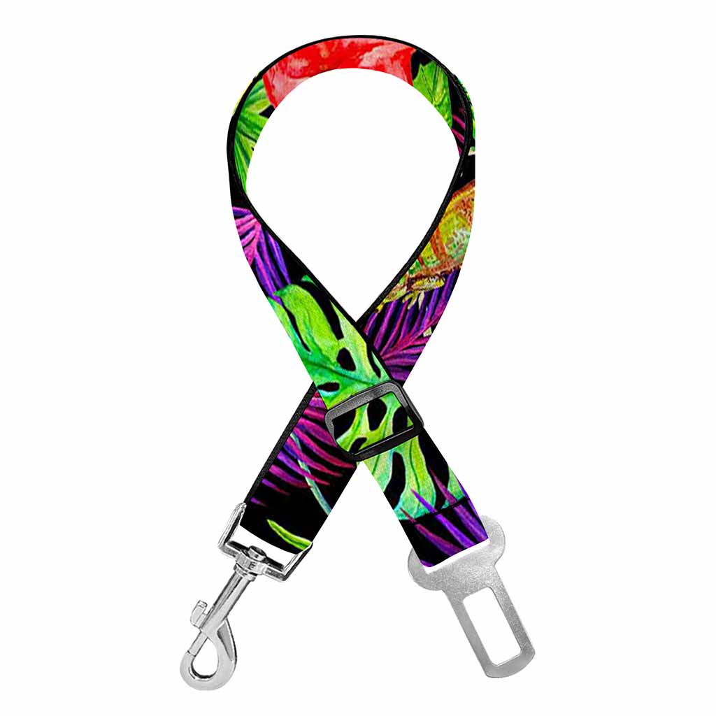 Dark Hawaiian Tropical Pattern Print Dog Seat Belt