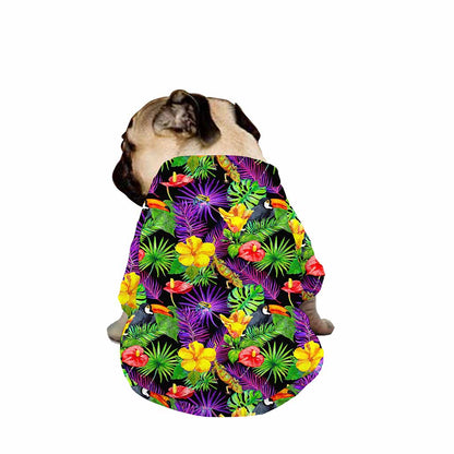 Dark Hawaiian Tropical Pattern Print Dog Zip Up Jacket