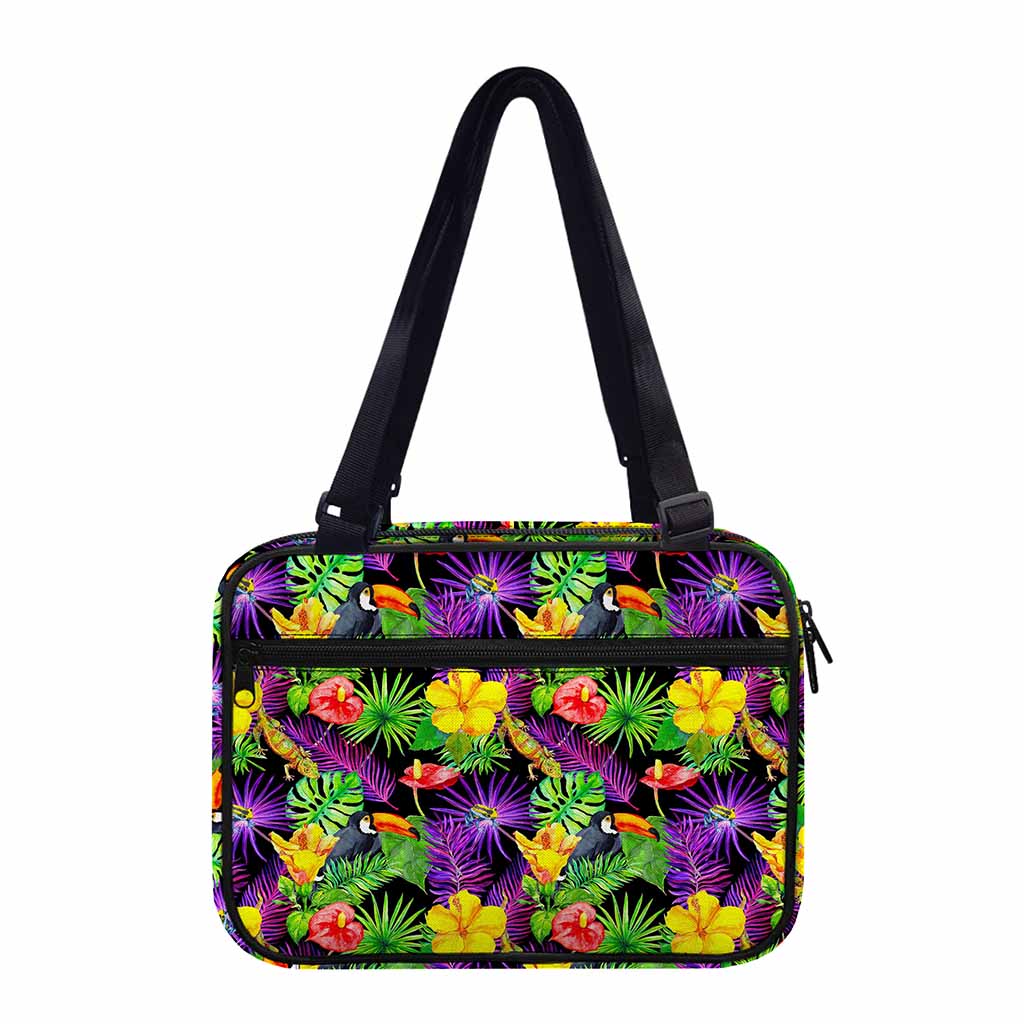 Dark Hawaiian Tropical Pattern Print Double Strap Bible Bag