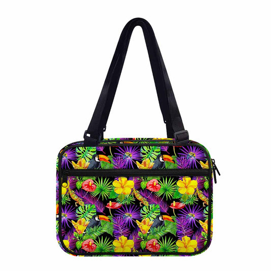 Dark Hawaiian Tropical Pattern Print Double Strap Bible Bag