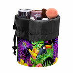 Dark Hawaiian Tropical Pattern Print Drawstring Makeup Bag