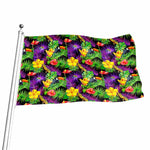 Dark Hawaiian Tropical Pattern Print Flag