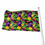 Dark Hawaiian Tropical Pattern Print Flag