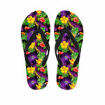 Dark Hawaiian Tropical Pattern Print Flip Flops
