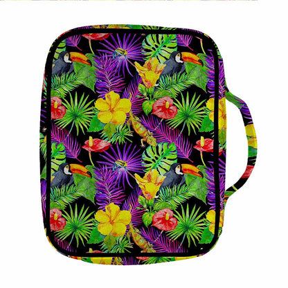 Dark Hawaiian Tropical Pattern Print Front Pocket Bible Bag
